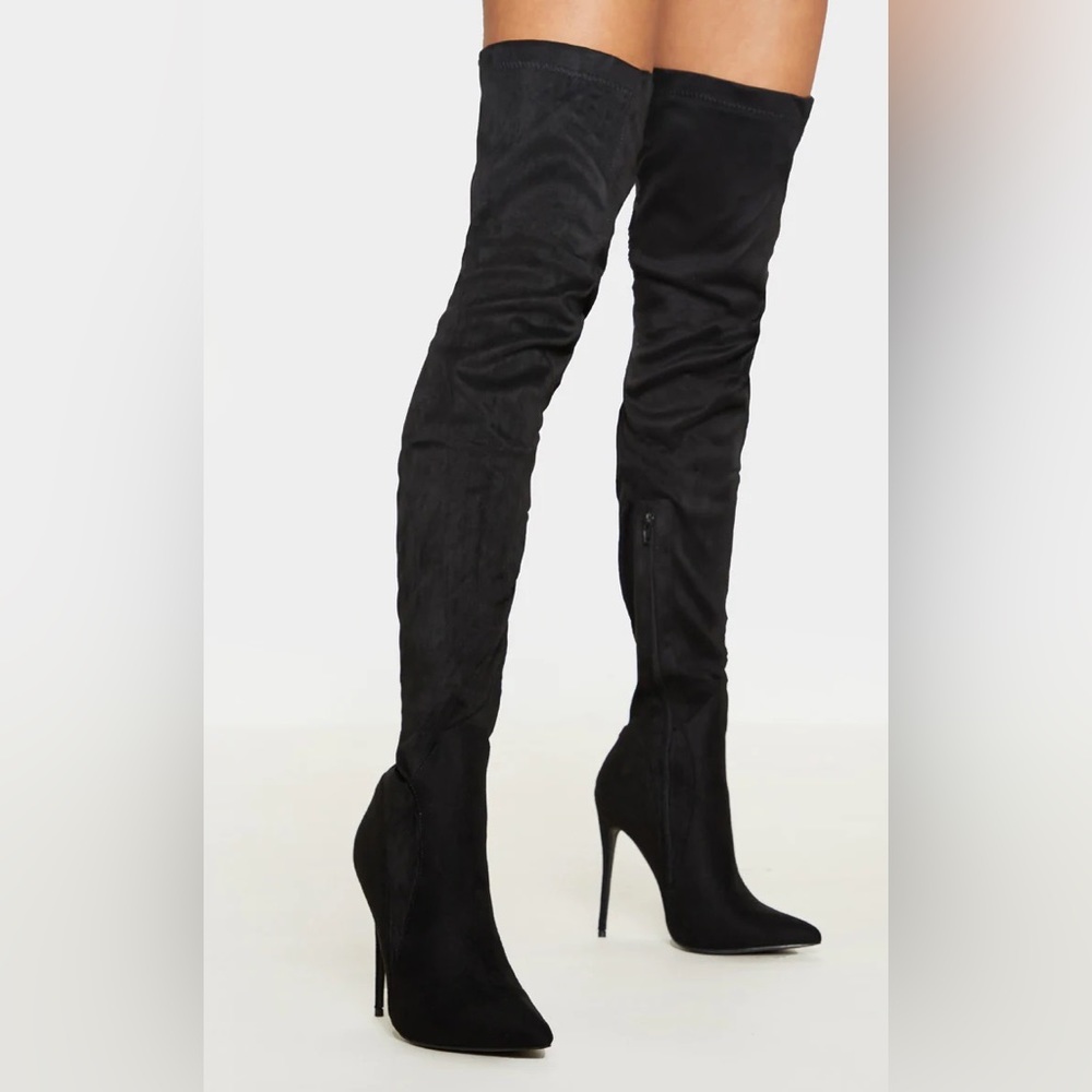 SOLD❌  Women’s Black Suede Thigh High Heel Boots🌟